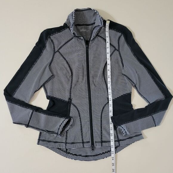 Zella Women's Black Stripe Full Zip Jacket Mesh Inserts - Picture 4 of 14